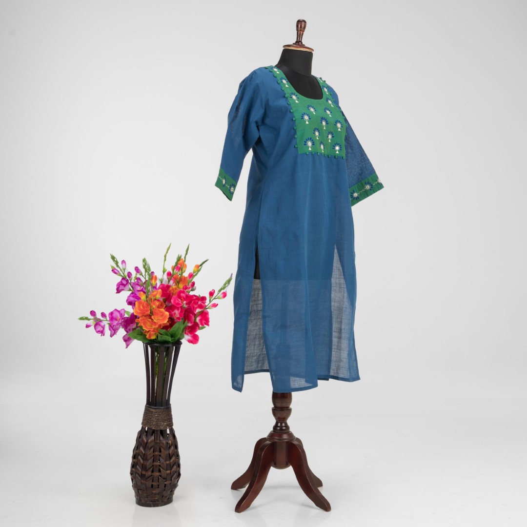 Adrika Khadi Cotton Hand Embroidered Kurti