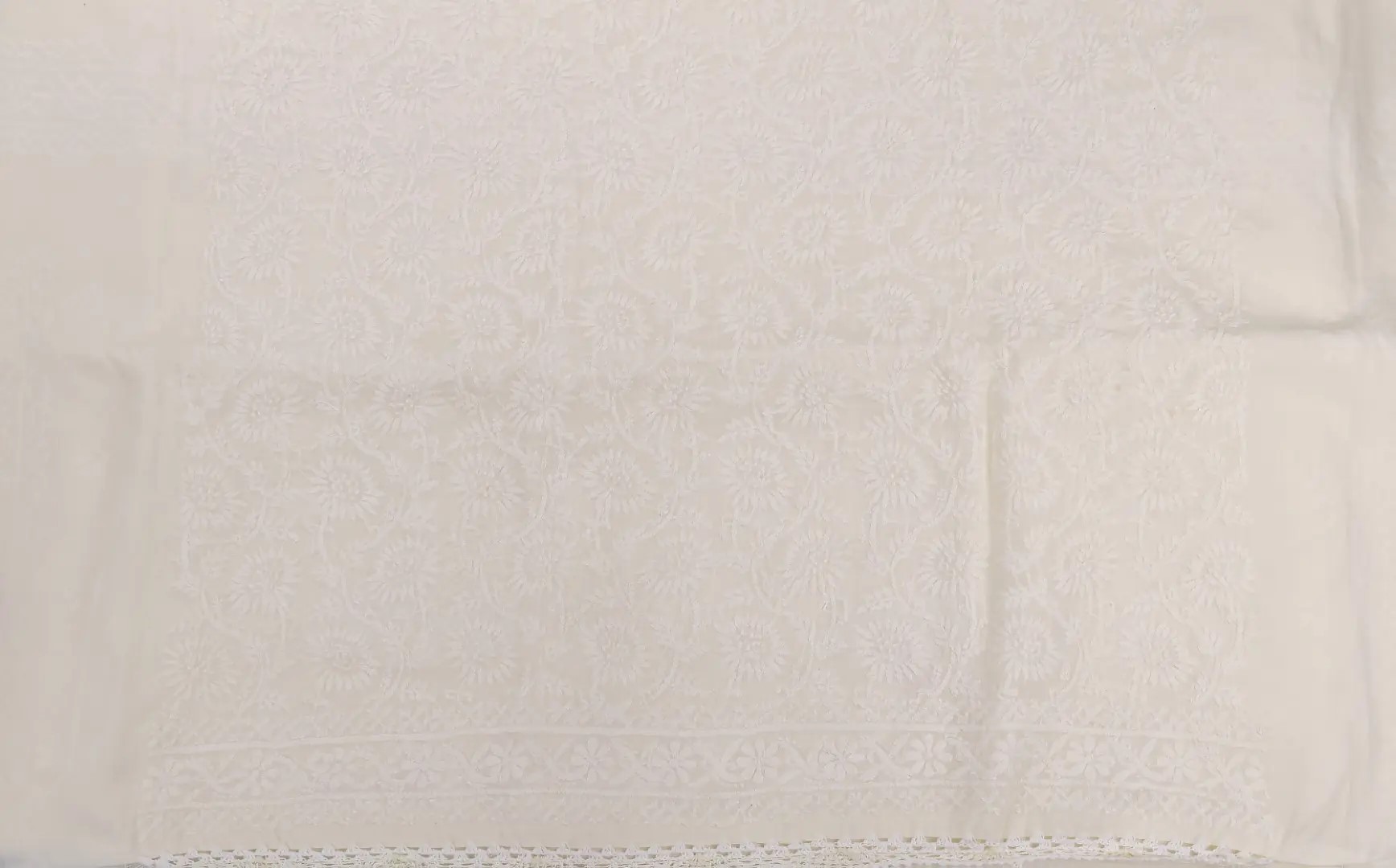 Traditional Adrika Lucknow Chikankari Offwhite Cotton Hand Embroidered Unstitched Kurti Set