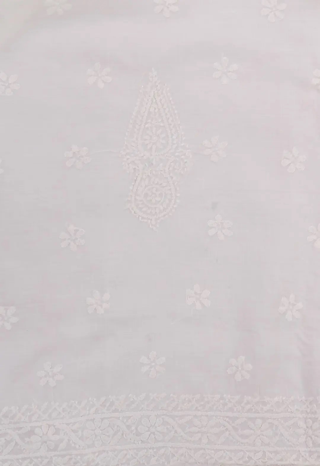 Luxurious Adrika Lucknow Chikankari Offwhite Cotton Hand Embroidered 3-Piece Kurti Set
