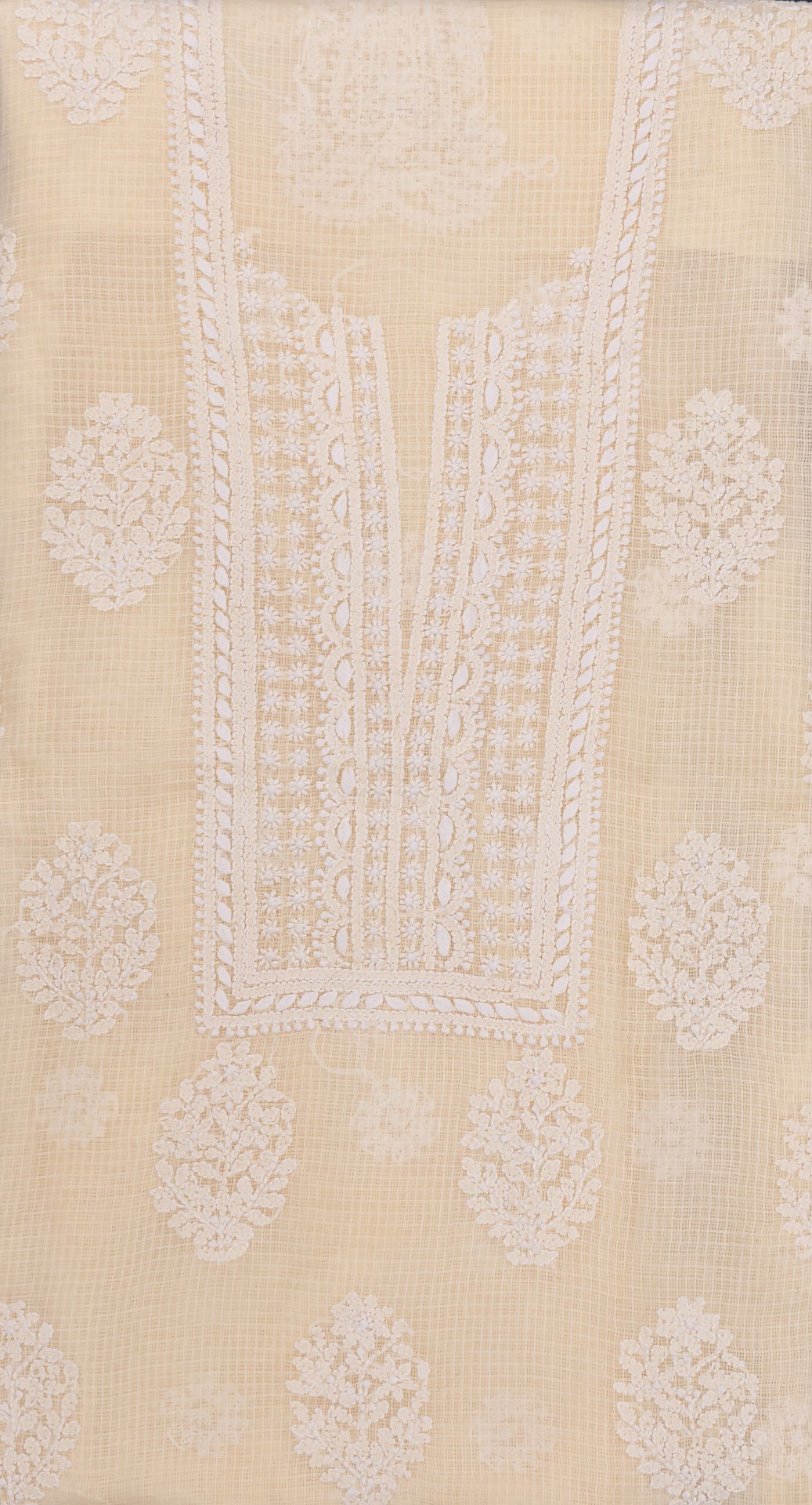 Hand-embroidered Chikankari Kota kurta fabric by Adrika