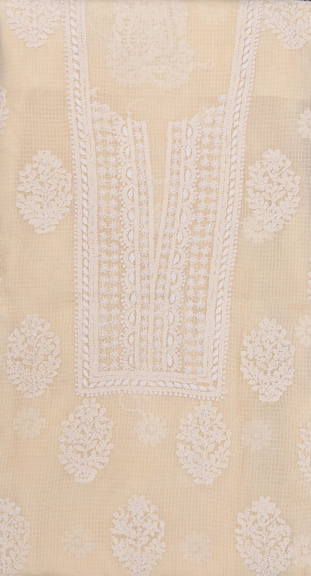 Hand-embroidered Chikankari Kota kurta fabric by Adrika
