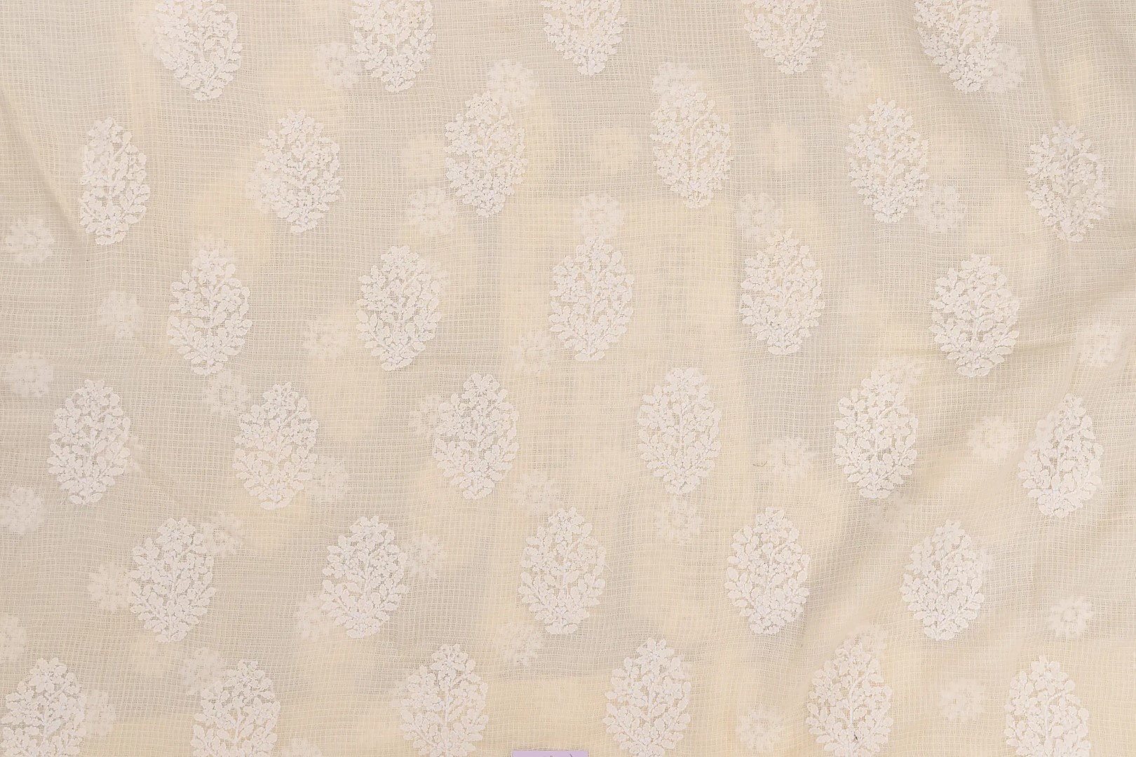 Hand-embroidered Chikankari cotton Kota kurta fabric by Adrika