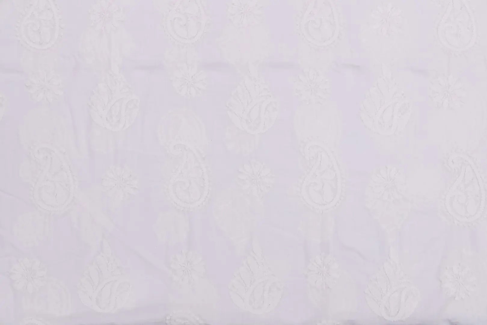 Handcrafted White Cotton Lucknow Chikankari Unstitched Kurti by Adrika