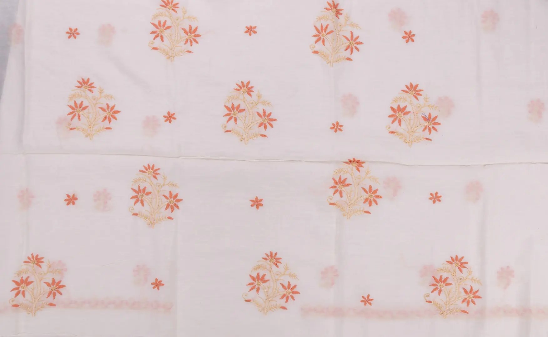 Elegant Lucknow Chikankari Off White Chanderi Cotton Unstitched 2-Piece Kurti Set by Adrika