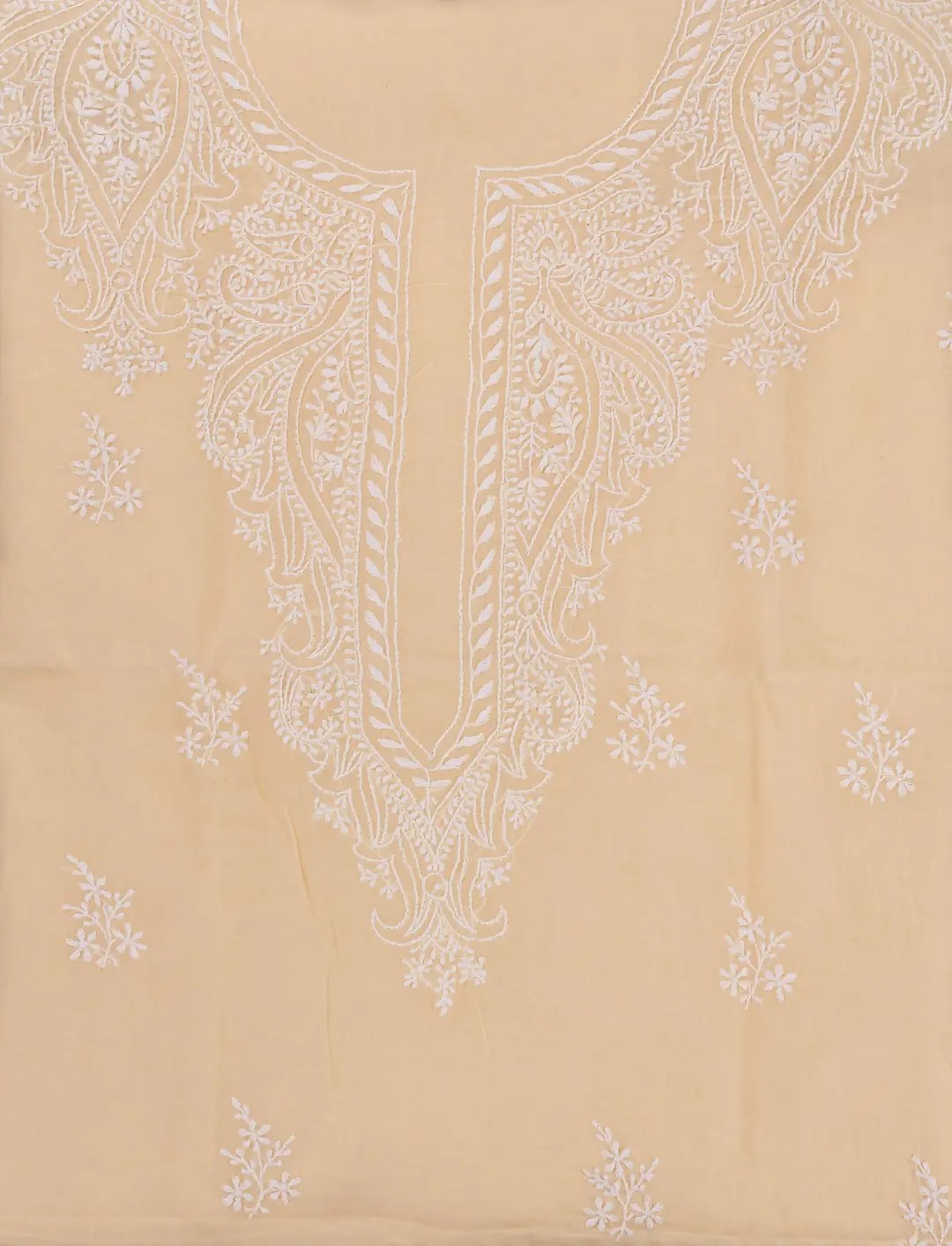 Exquisite Lucknow Chikankari Lemon Yellow Cotton Unstitched 3-Piece Kurti Set by Adrika
