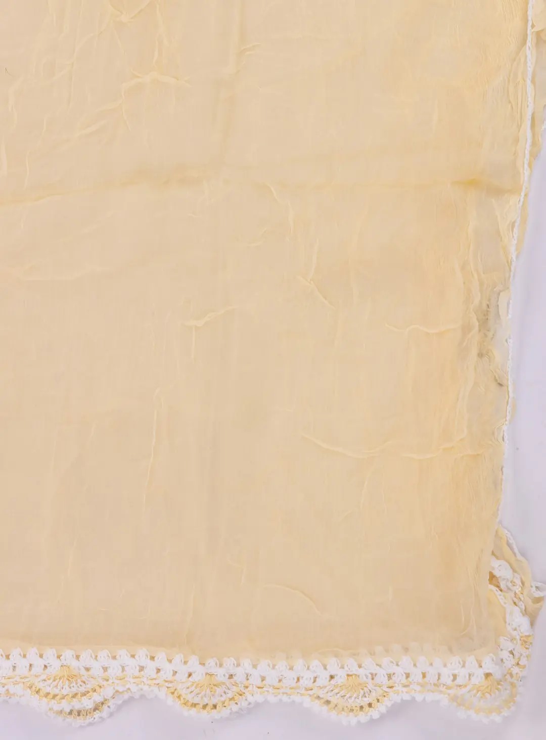 Handcrafted Lucknow Chikankari Lemon Yellow Cotton Unstitched 3-Piece Kurti Set by Adrika
