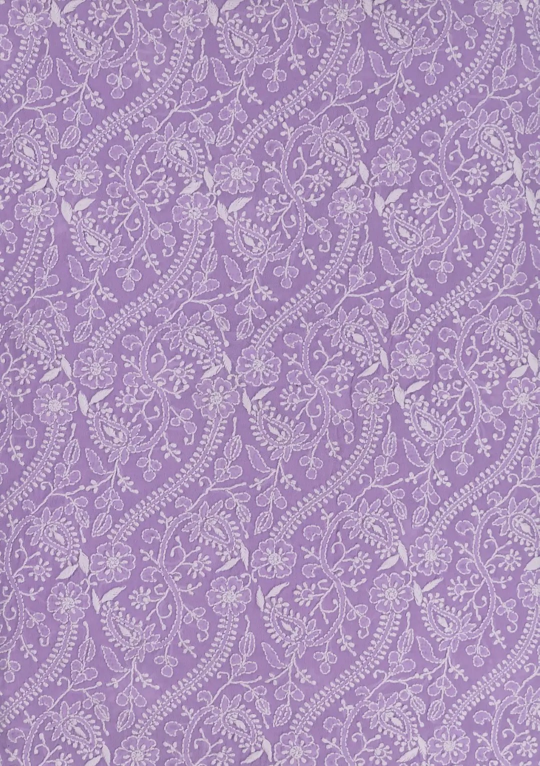 Handcrafted Lucknow Chikankari Mauve Colour Georgette Unstitched 2-Piece Kurti Set by Adrika