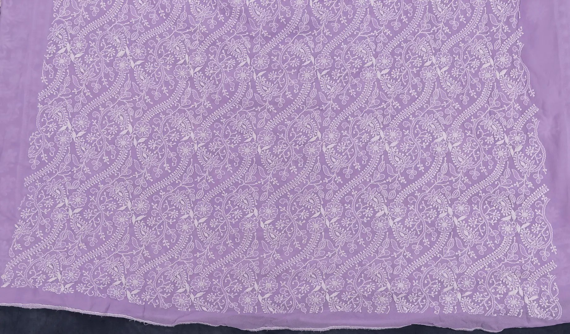 Traditional Lucknow Chikankari Mauve Colour Georgette Unstitched 2-Piece Kurti Set by Adrika