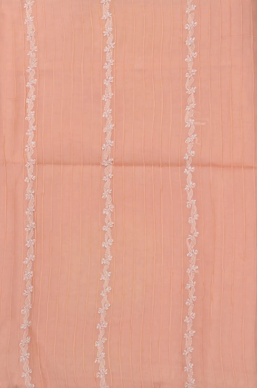Adrika's premium Lucknow Chikankari Peach Cotton Unstitched 3-Piece Kurti Set