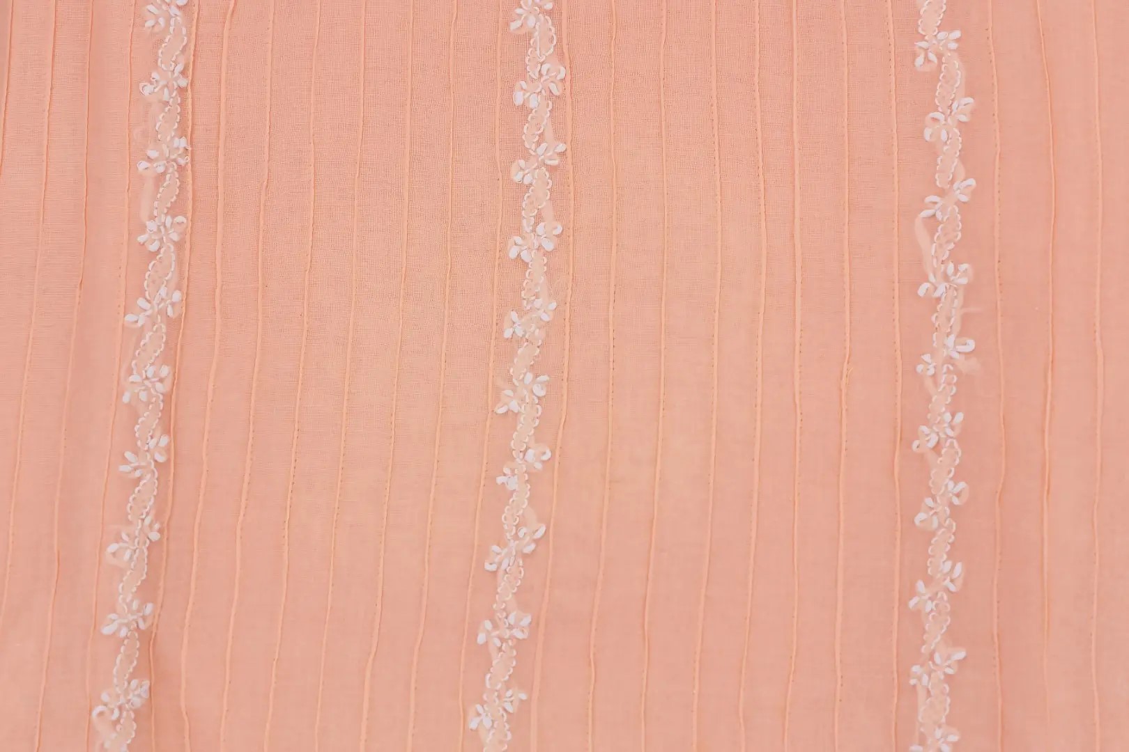 Beautiful Lucknow Chikankari Peach Cotton Unstitched 3-Piece Kurti Set by Adrika