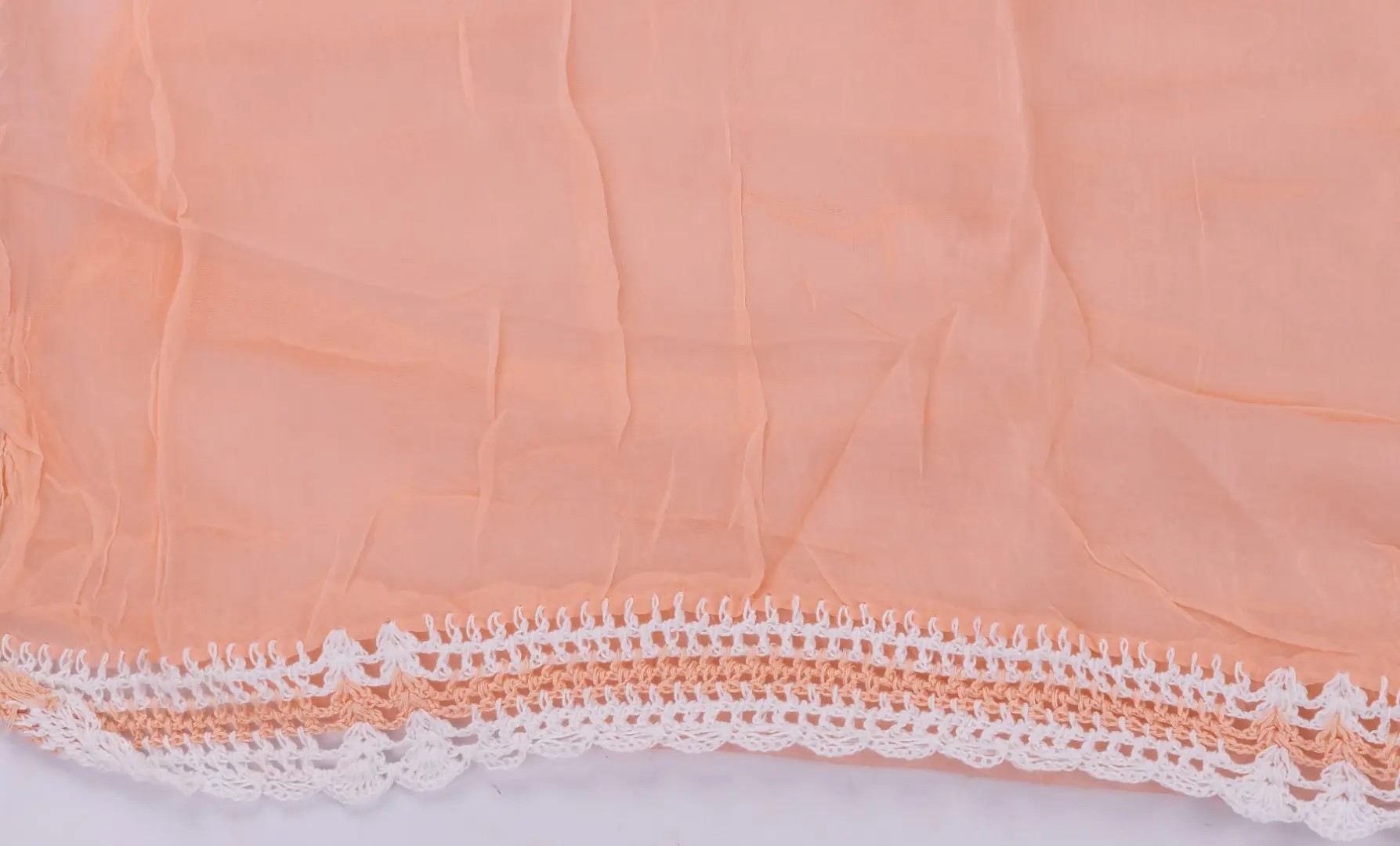 Handcrafted Lucknow Chikankari Peach Cotton Unstitched 3-Piece Kurti Set by Adrika