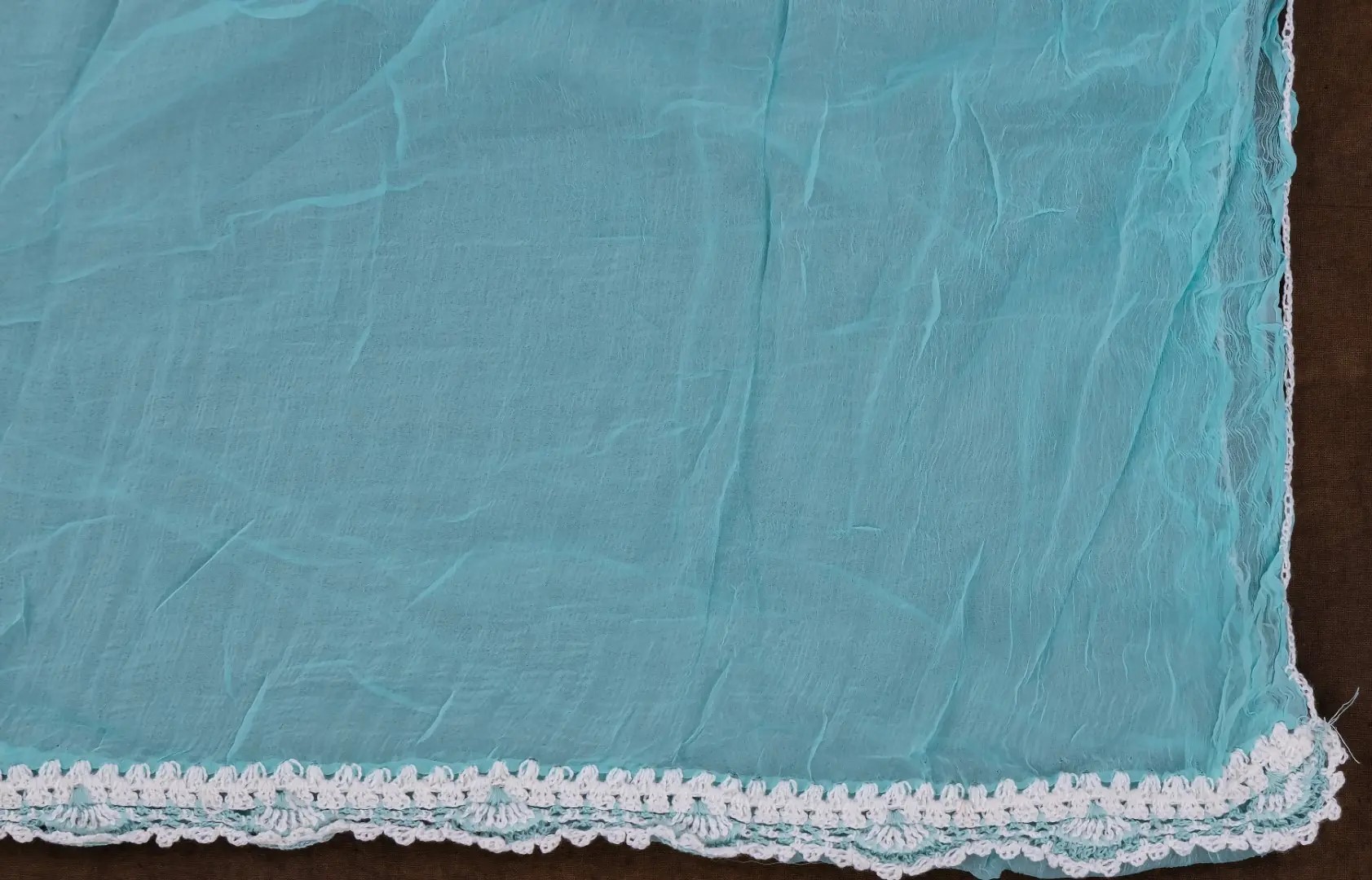 Handcrafted Lucknow Chikankari Turquoise Blue Cotton Unstitched 3-Piece Kurti Set by Adrika