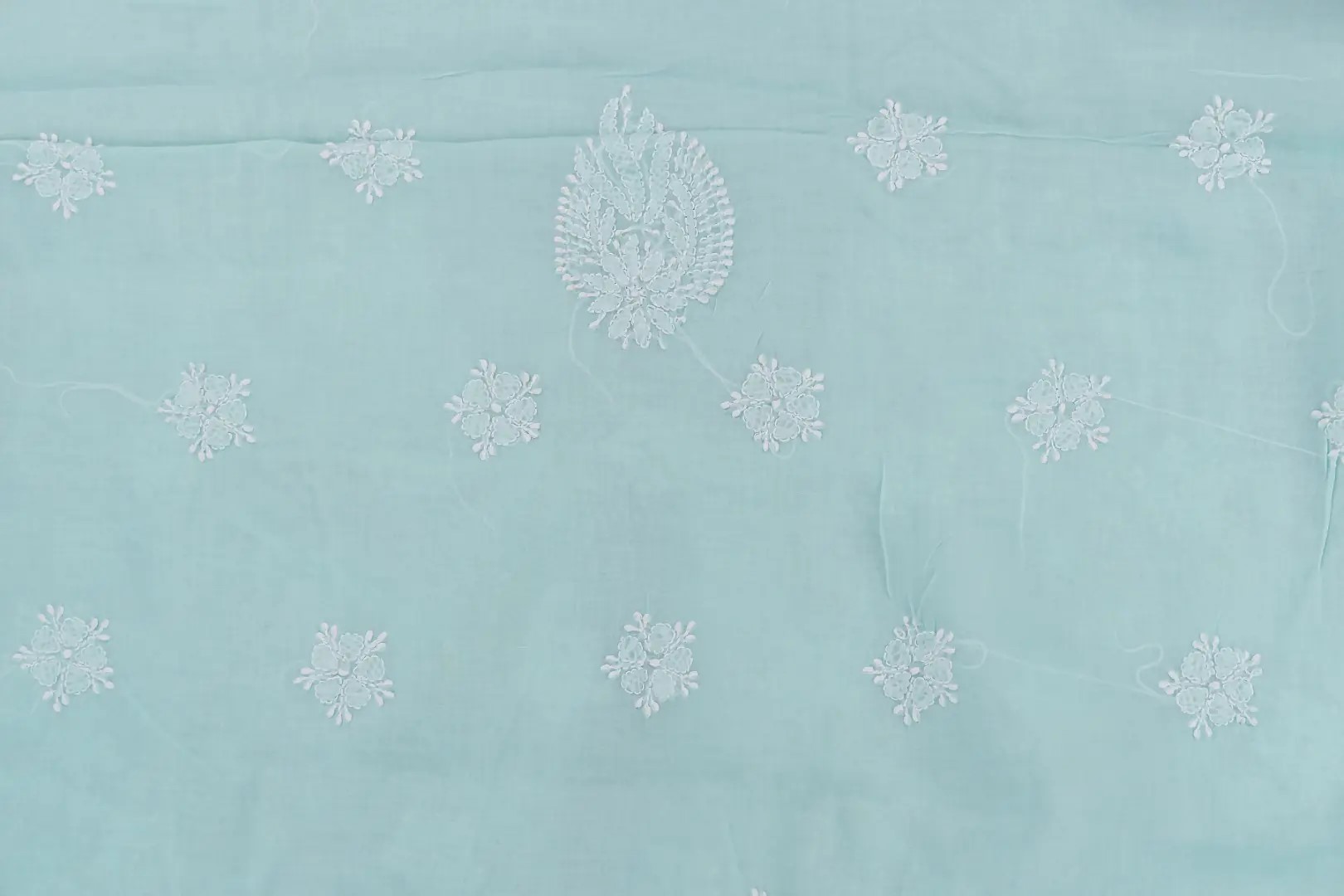 Elegant Lucknow Chikankari Fern Green Cotton Unstitched 3-Piece Kurti Set by Adrika