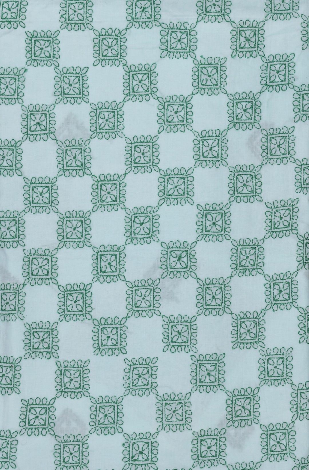 Traditional Lucknow Chikankari Mint Green Cotton Unstitched 2-Piece Kurti Set by Adrika