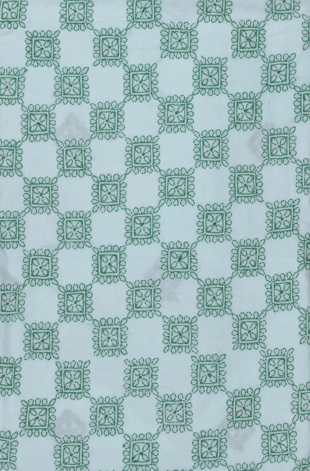 Traditional Lucknow Chikankari Mint Green Cotton Unstitched 2-Piece Kurti Set by Adrika