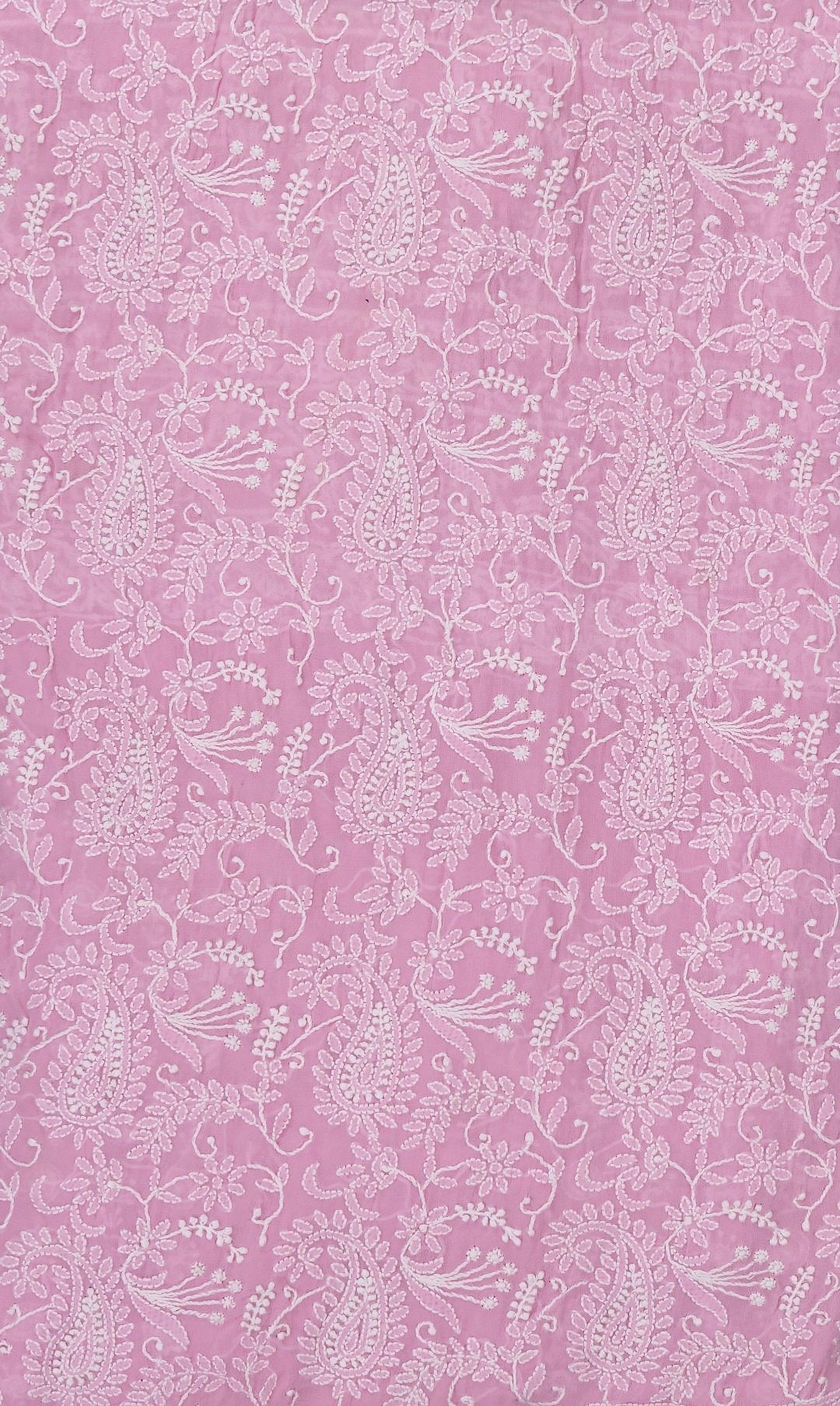 Traditional Lucknow Chikankari Pink Colour Georgette Unstitched 2-Piece Kurti Set by Adrika