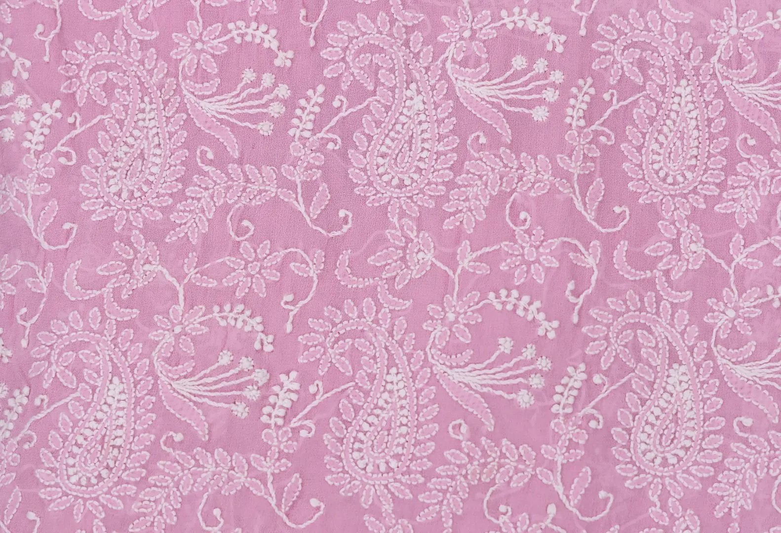Elegant Lucknow Chikankari Pink Colour Georgette Unstitched 2-Piece Kurti Set by Adrika