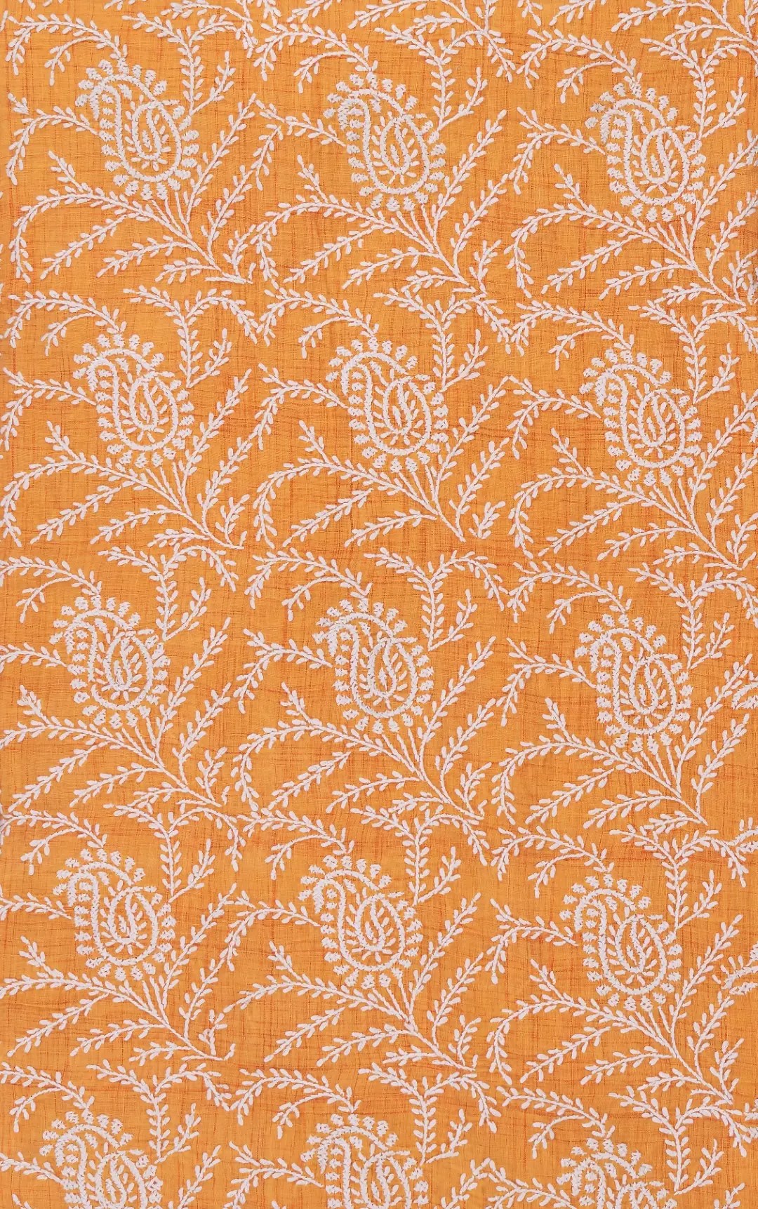 Hand-embroidered Lucknow Chikankari Orange Cotton Unstitched Kurti by Adrika