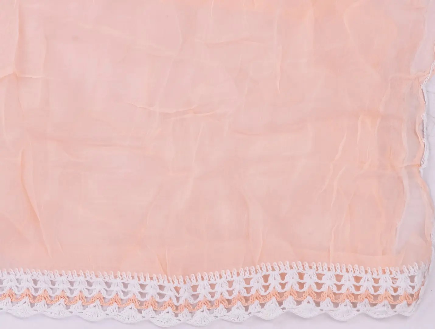 Hand-embroidered Lucknow Chikankari Peach Colour Cotton Unstitched 3-Piece Kurti Set by Adrika