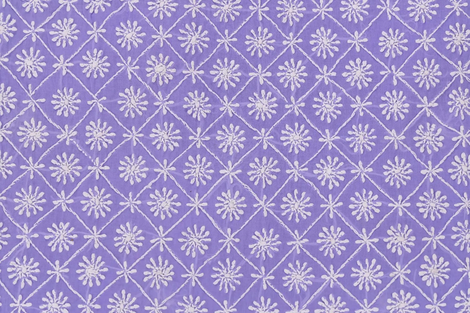 Hand-embroidered Lucknow Chikankari Lavender Cotton Unstitched Kurti by Adrika