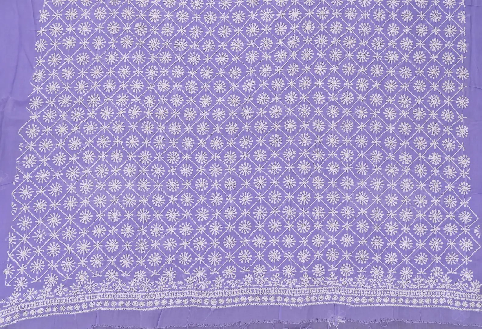 Traditional Lucknow Chikankari Lavender Cotton Unstitched Kurti by Adrika