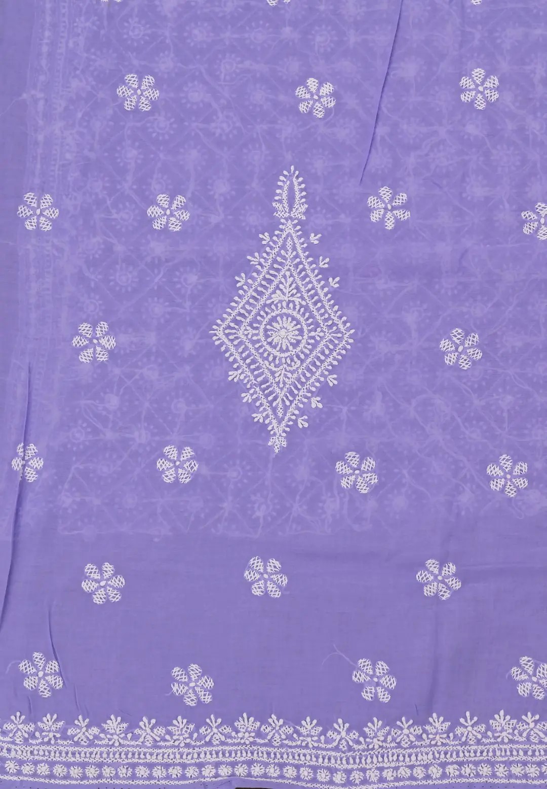 Elegant Lucknow Chikankari Lavender Cotton Unstitched Kurti by Adrika