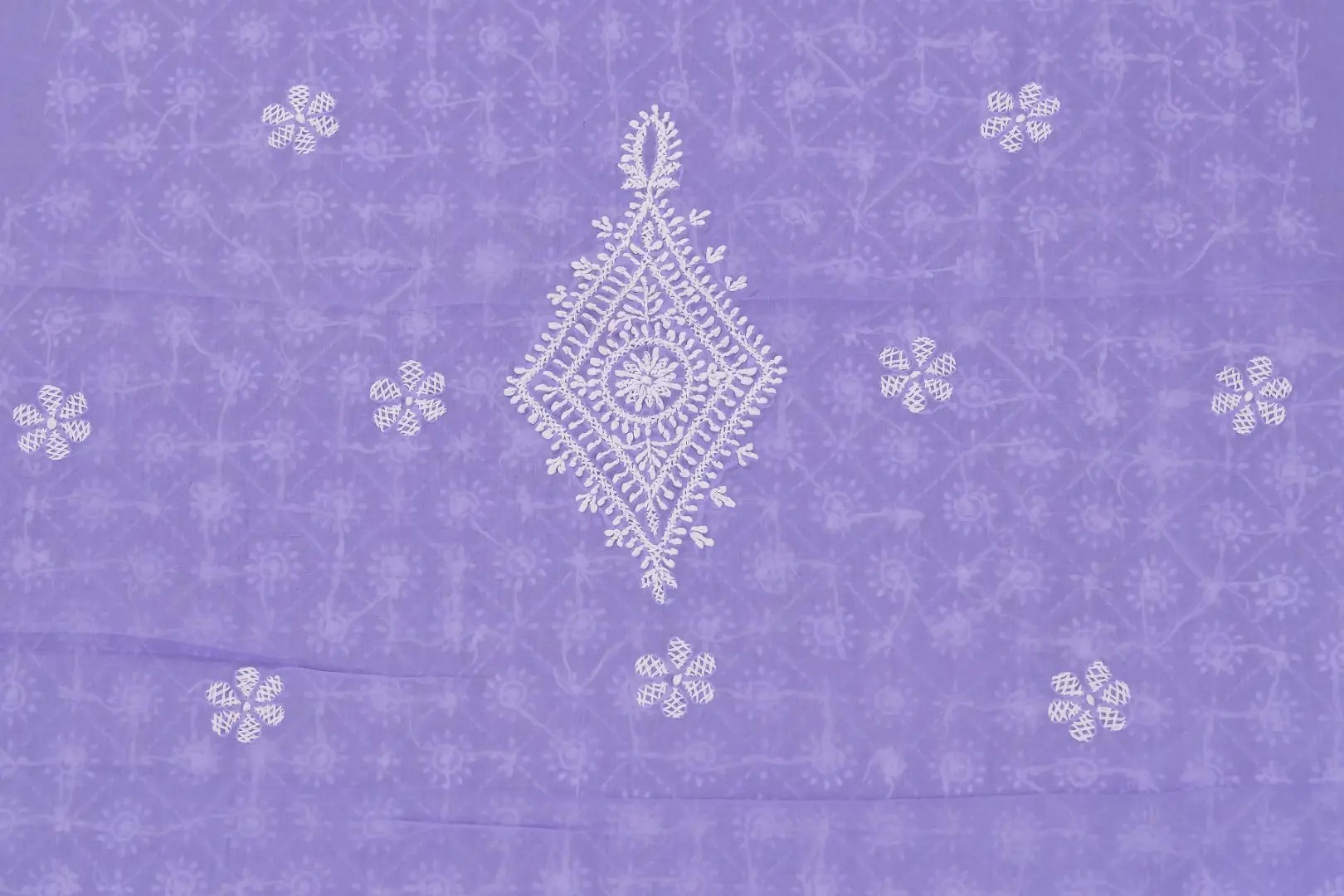 Handcrafted Lucknow Chikankari Lavender Cotton Unstitched Kurti by Adrika