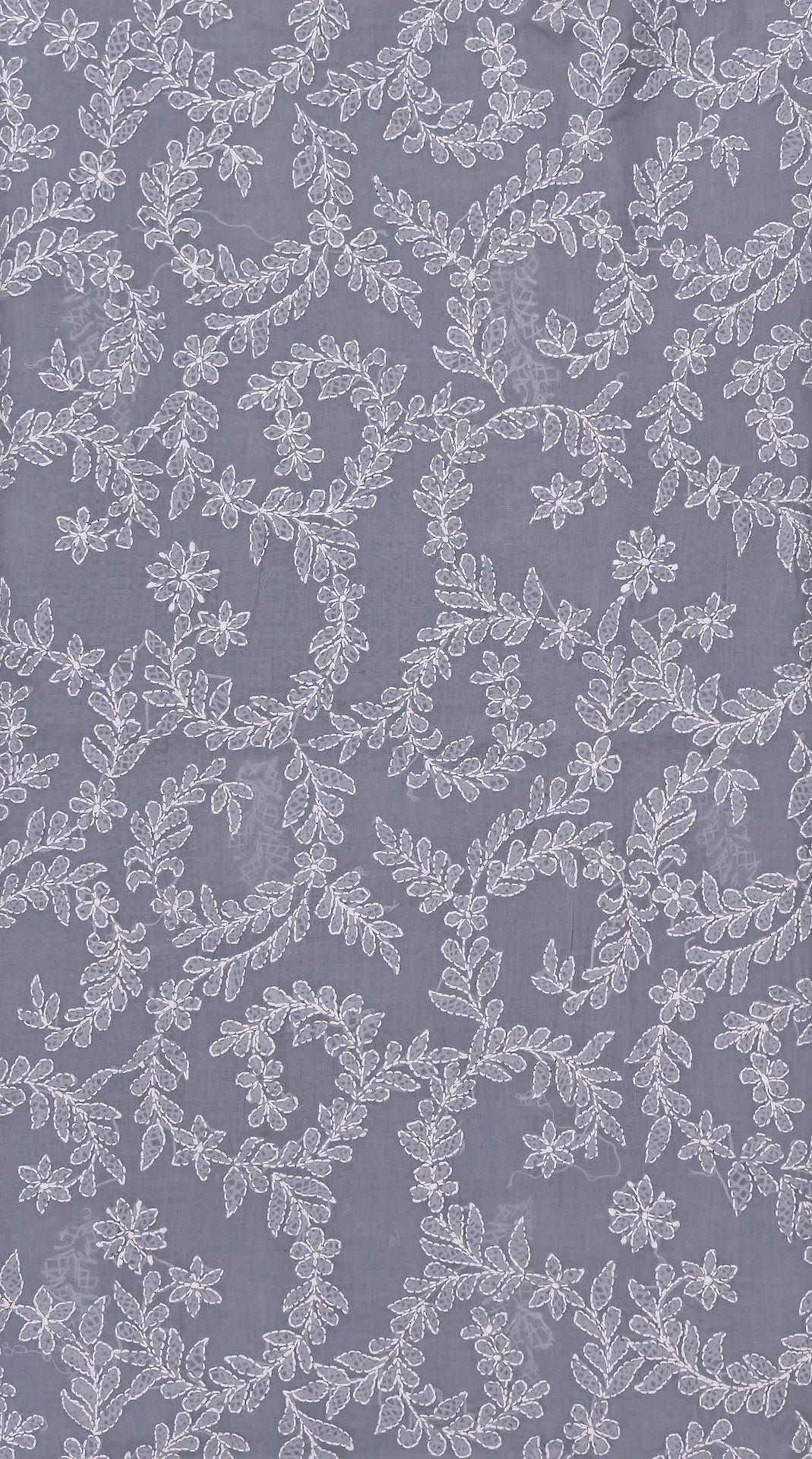 Exquisite Lucknow Chikankari Grey Cotton Unstitched 3-Piece Kurti Set by Adrika