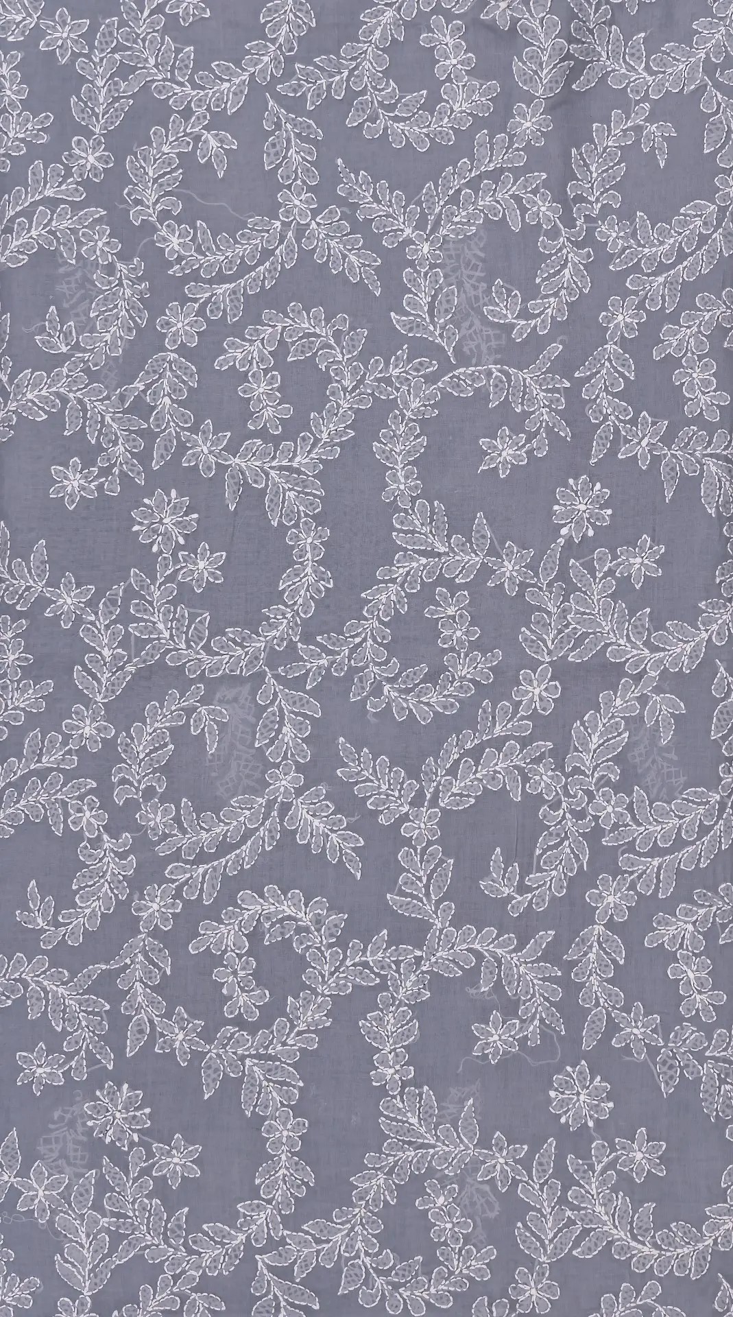 Exquisite Lucknow Chikankari Grey Cotton Unstitched 3-Piece Kurti Set by Adrika
