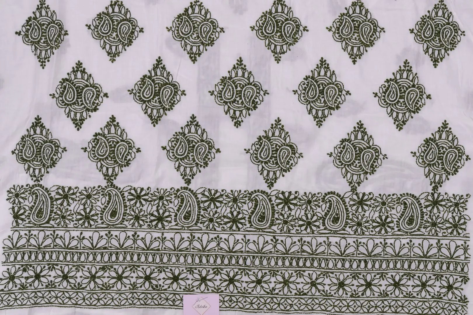 Handcrafted Lucknow Chikankari White Cotton Unstitched Kurti by Adrika