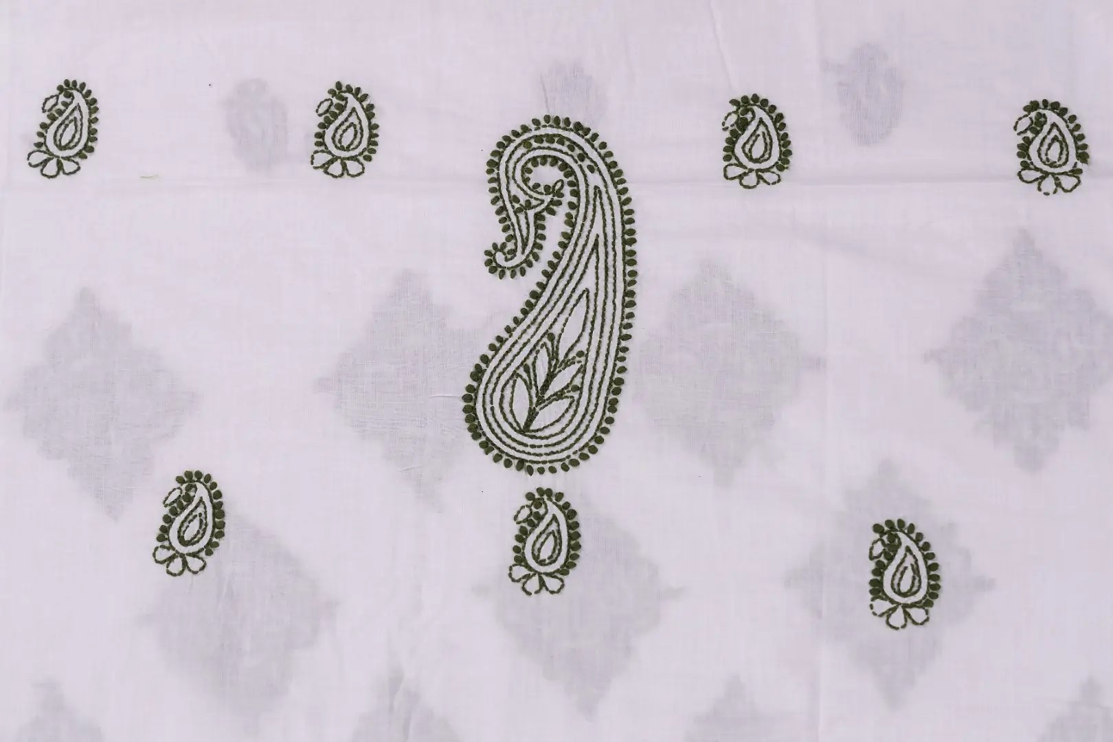 Traditional Lucknow Chikankari White Cotton Unstitched Kurti by Adrika