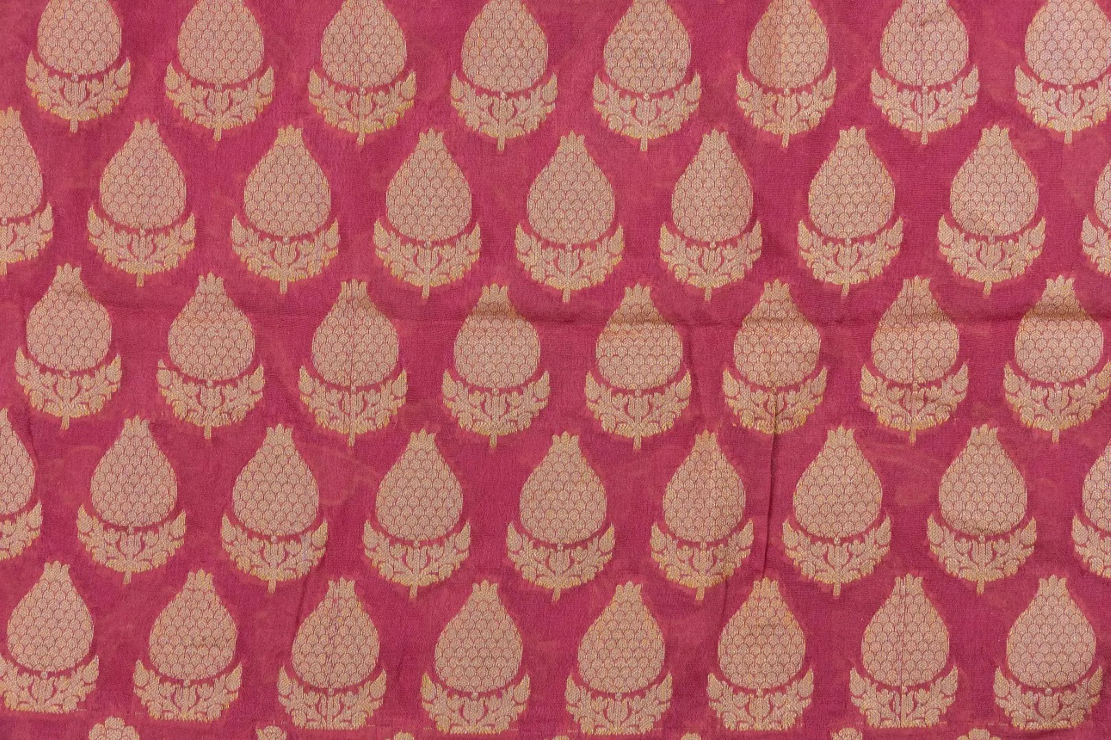 Traditional Pure Handloom Banarasi Chiffon Rose Pink Kurti & Dupatta Set with Zari Work by Adrika