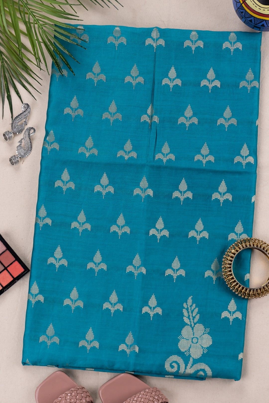Adrika's Banarasi Munga Silk Turquoise Blue Kurti & Dupatta Set with Zari Work