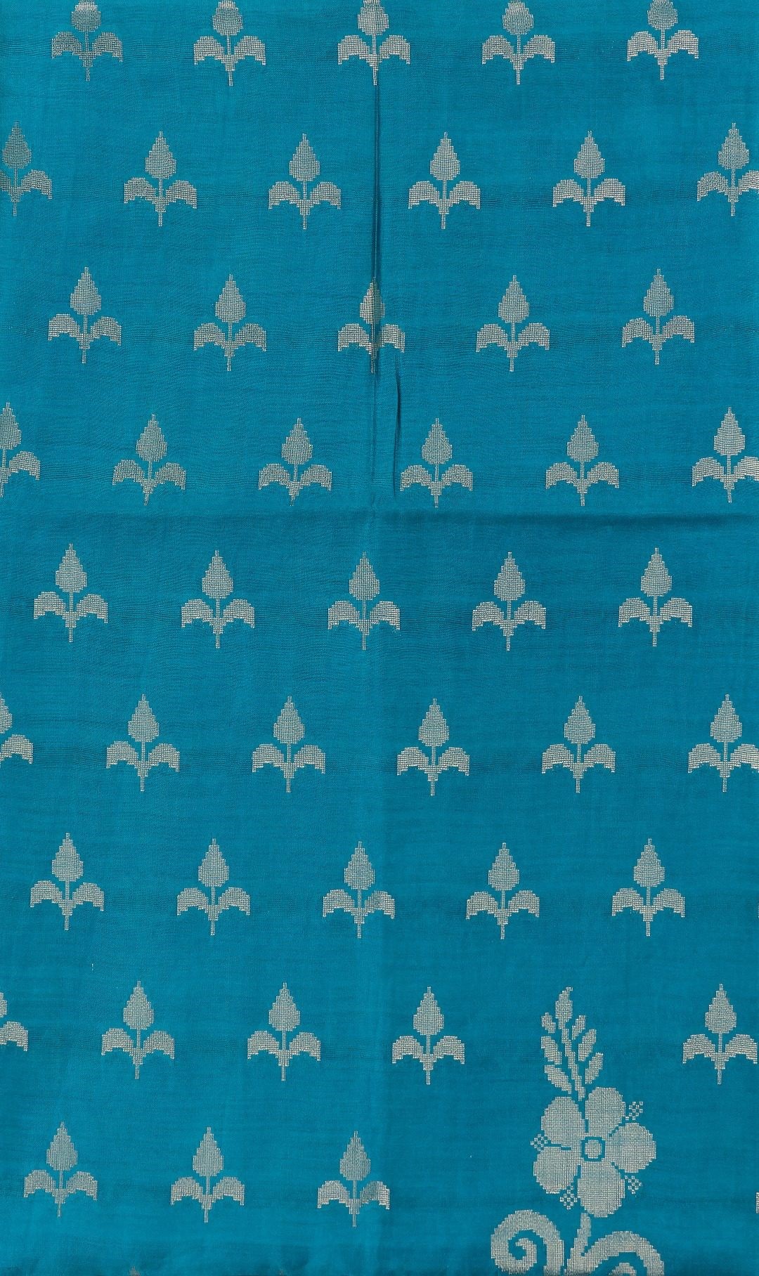 Traditional Banarasi Munga Silk Turquoise Blue Kurti & Dupatta Set with Zari Work by Adrika