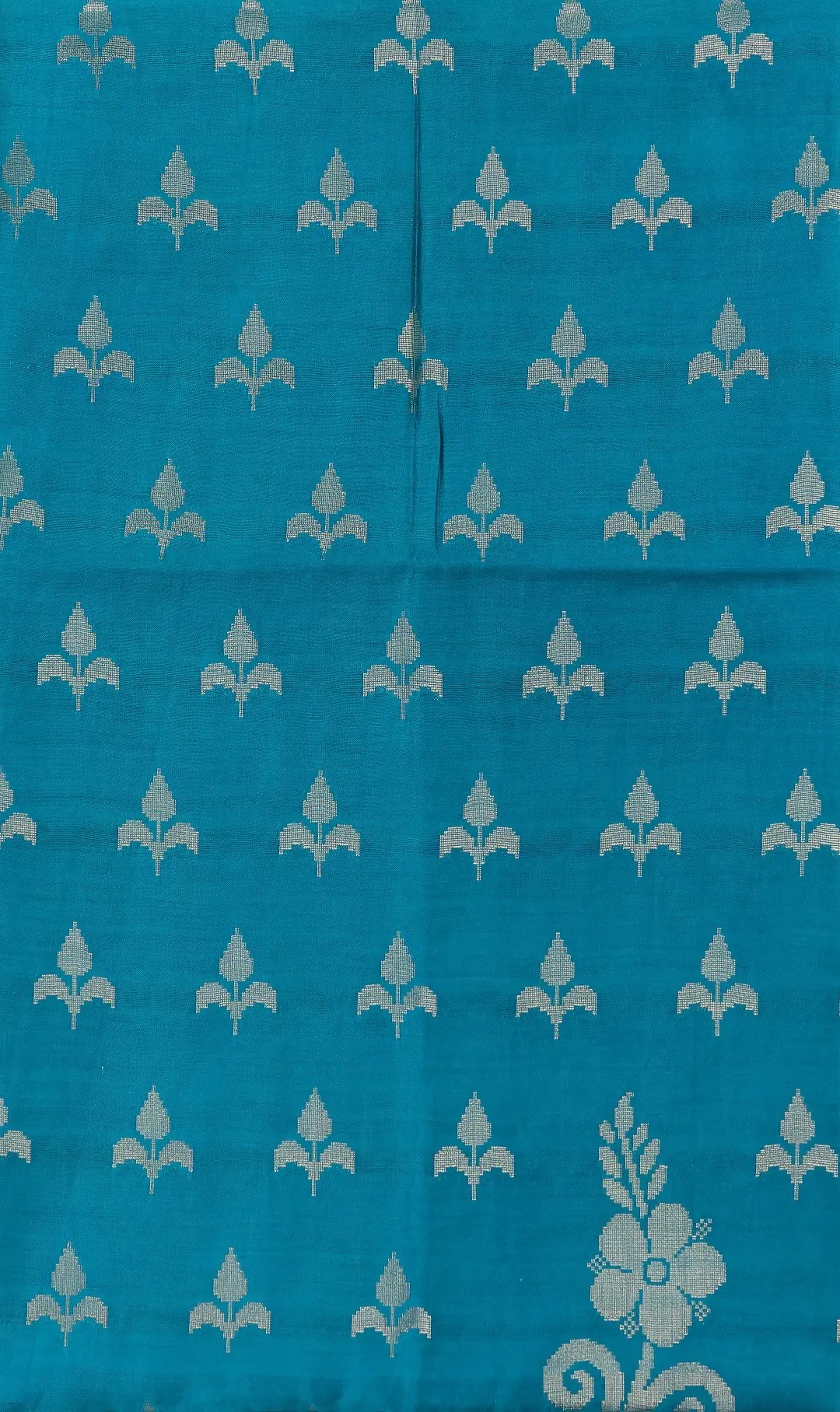 Traditional Banarasi Munga Silk Turquoise Blue Kurti & Dupatta Set with Zari Work by Adrika