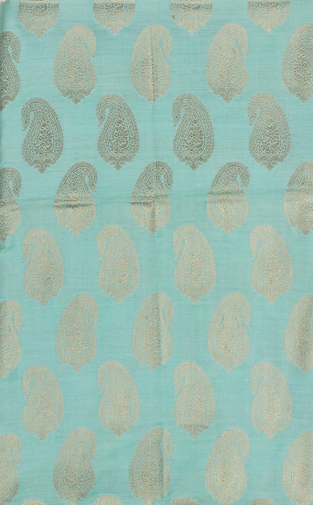 Handcrafted Banarasi Butter Silk Sea Green Kurti & Dupatta Set with Golden Zari Work by Adrika