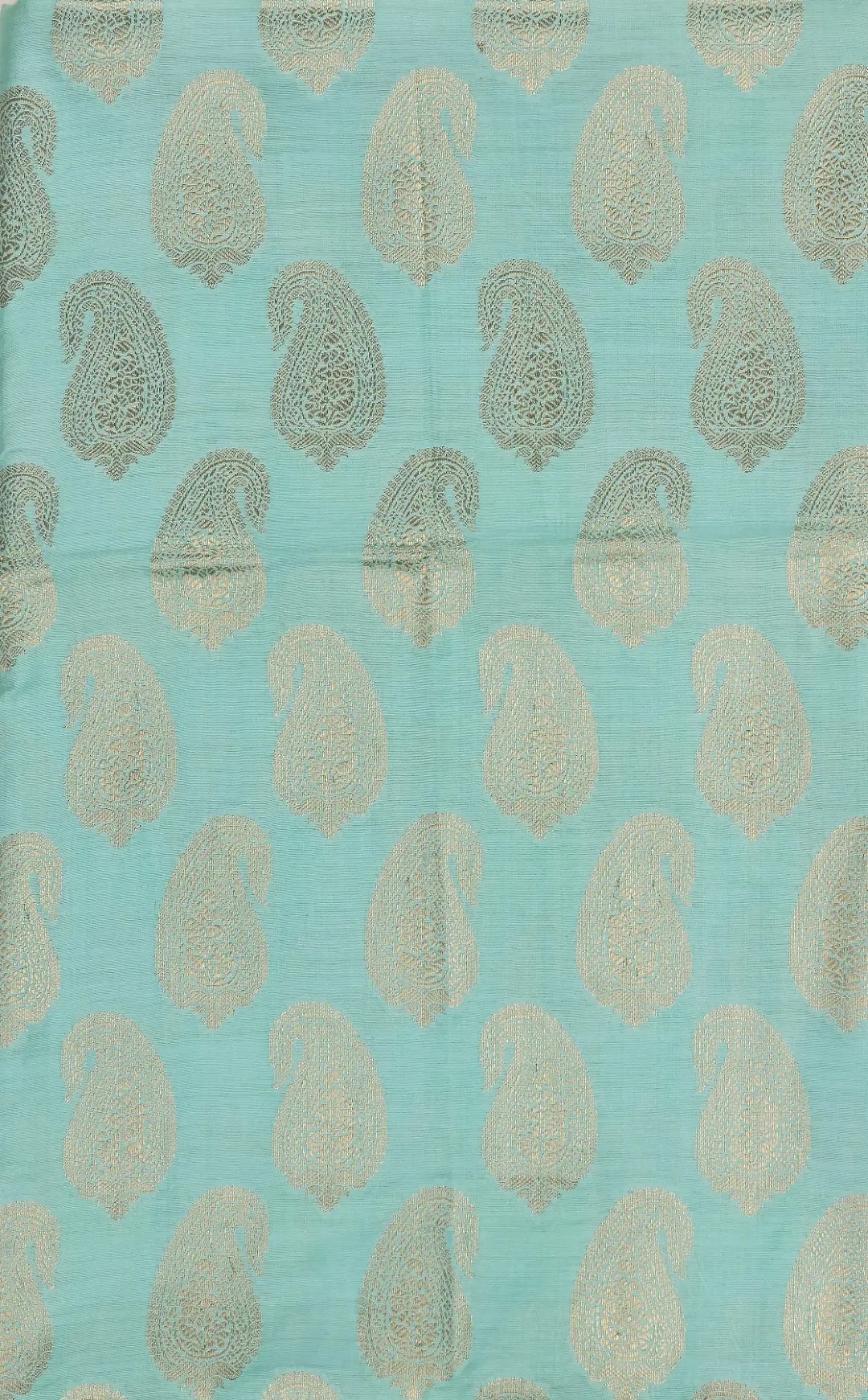 Handcrafted Banarasi Butter Silk Sea Green Kurti & Dupatta Set with Golden Zari Work by Adrika