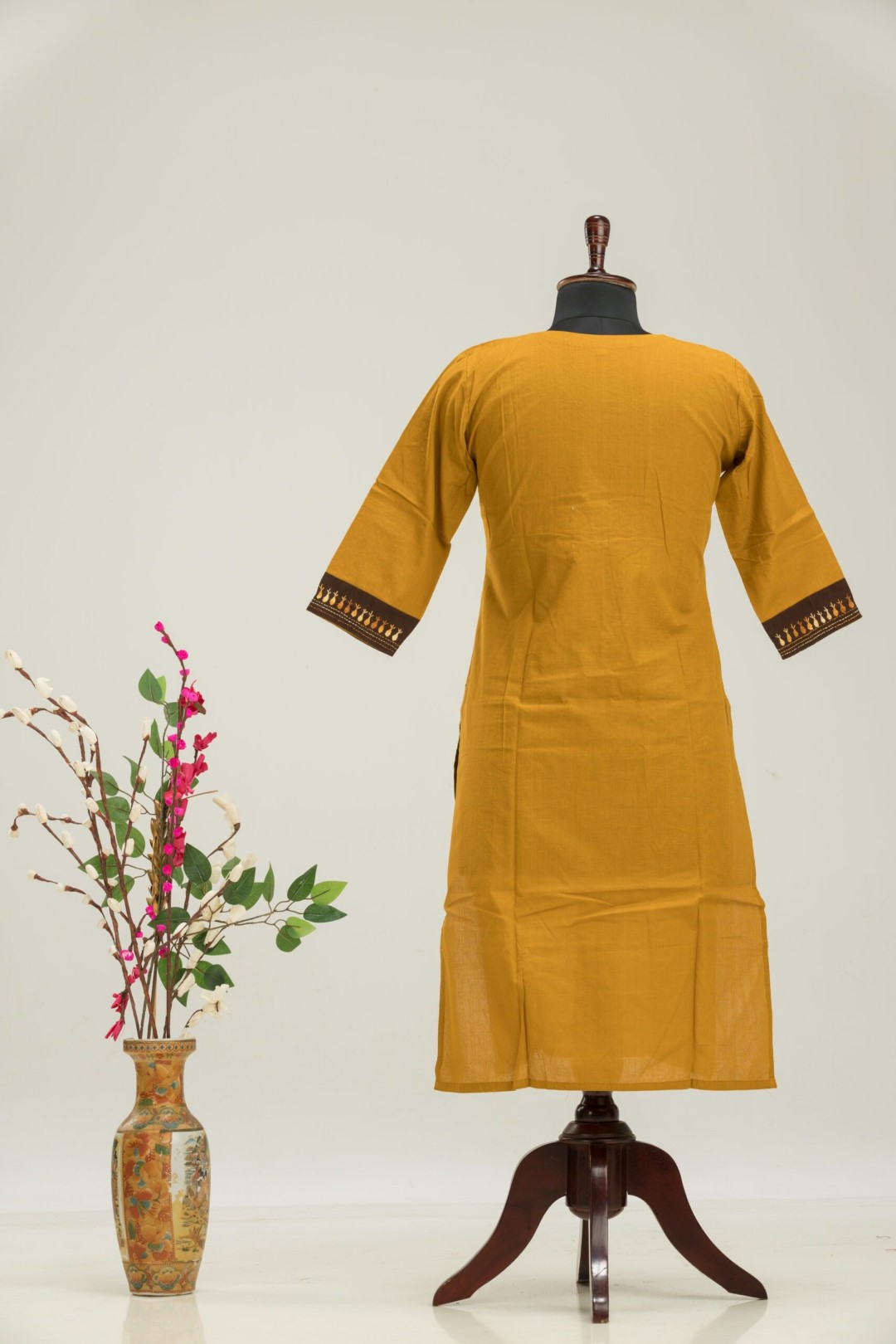 Elegant Hand Embroidered Khadi Cotton Kurti by Adrika