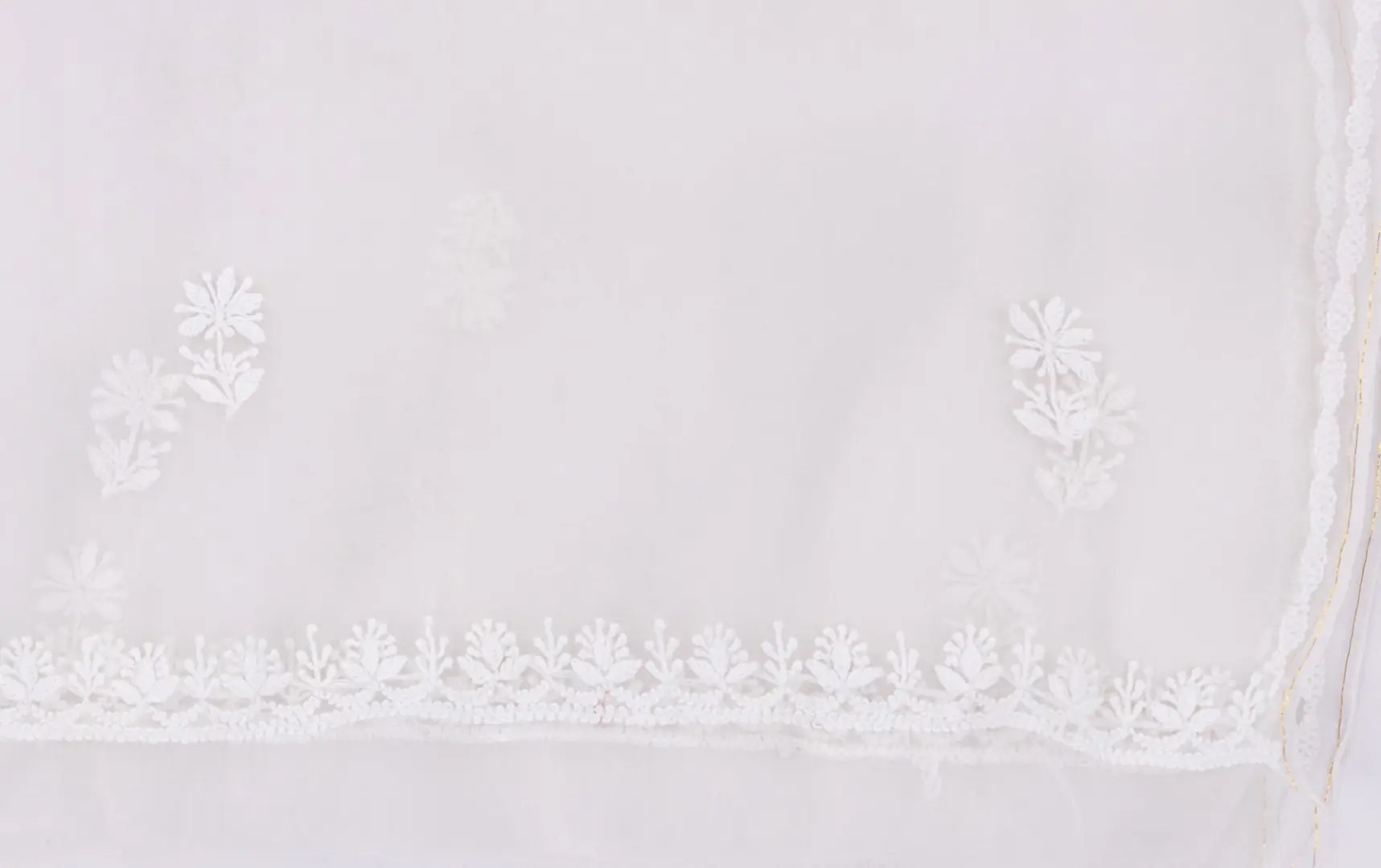 Hand-embroidered Lucknow Chikankari Organza Unstitched 2-Piece Kurti Set by Adrika