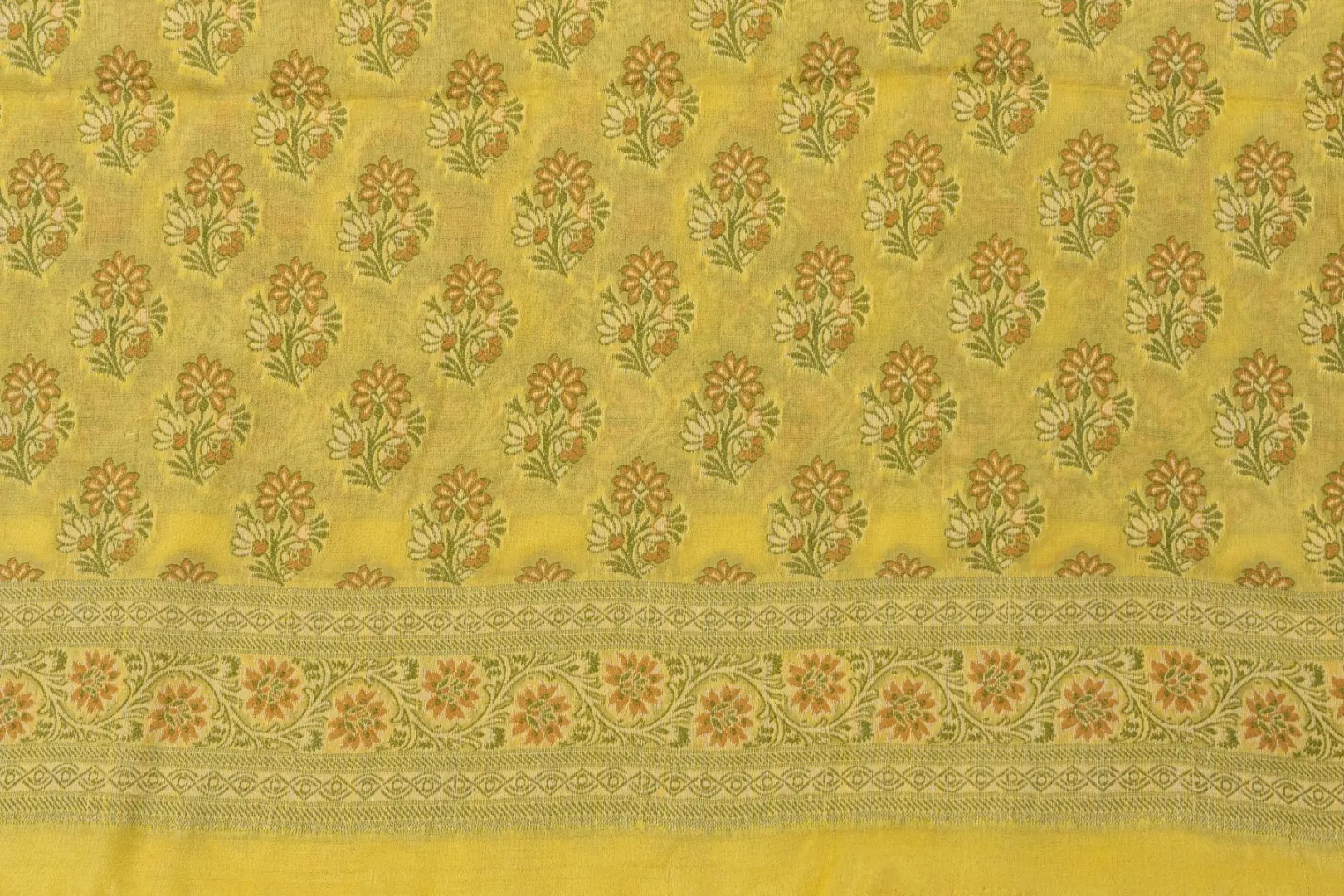 Adrika's elegant Banarasi Chiffon Yellow Coloured Kurti & Dupatta Set
