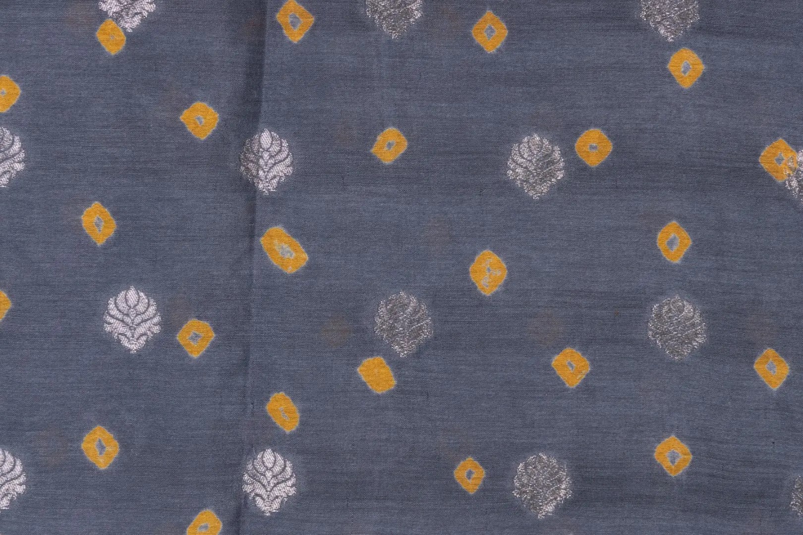 Handcrafted Bandhani Grey Silk Kurti with Silver Zari Work
