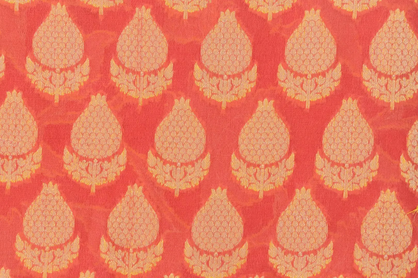 Adrika's elegant Pure Handloom Banarasi Chiffon Neon Orange Kurti & Dupatta Set