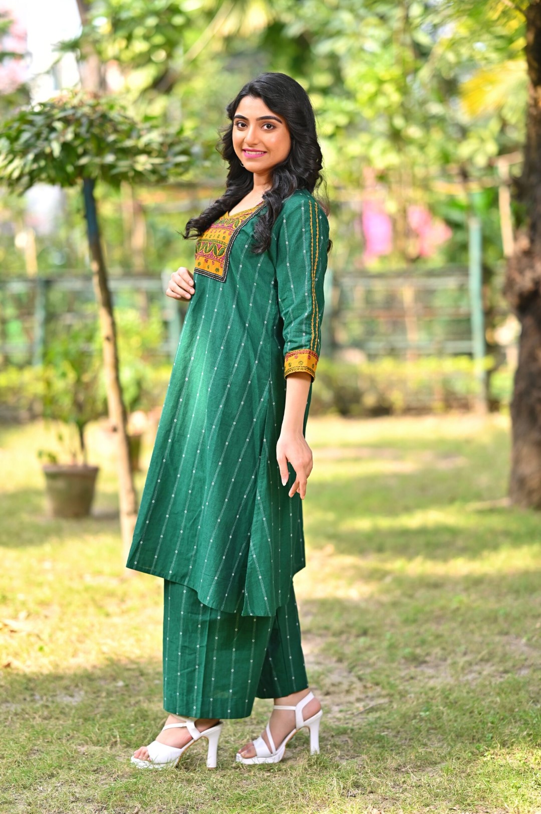 Adrika Handcrafted Khadi Cotton Embroidered 2 Pc Kurti Set
