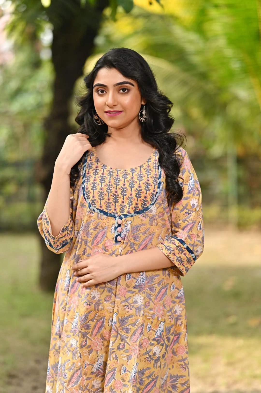 Hand block printed cotton kurti and trousers from Adrika