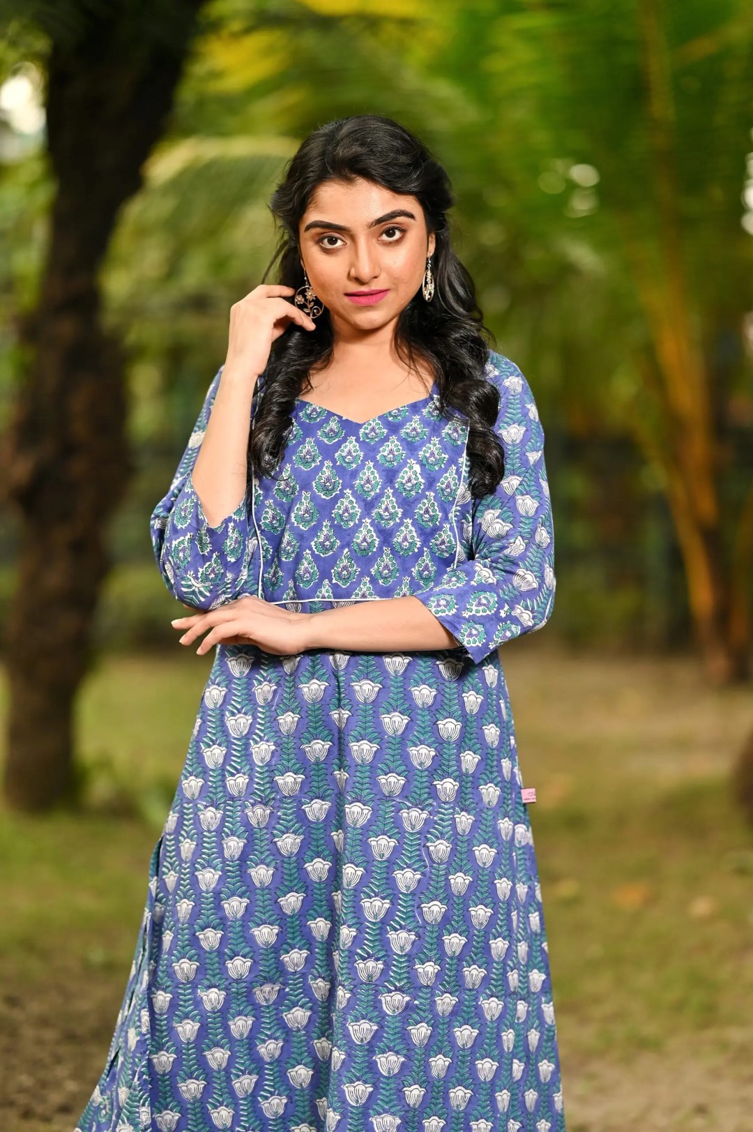 Artisanal pure cotton kurti and pants ensemble from Adrika
