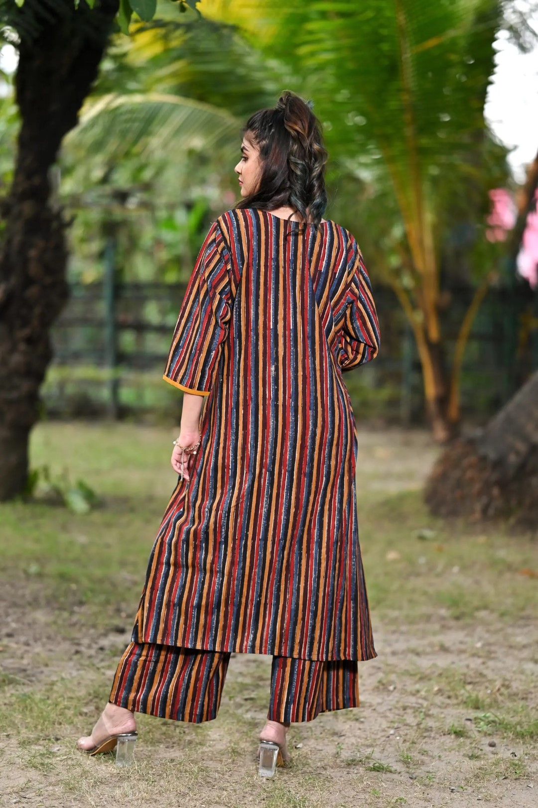 Pure cotton hand block printed two-piece kurti set